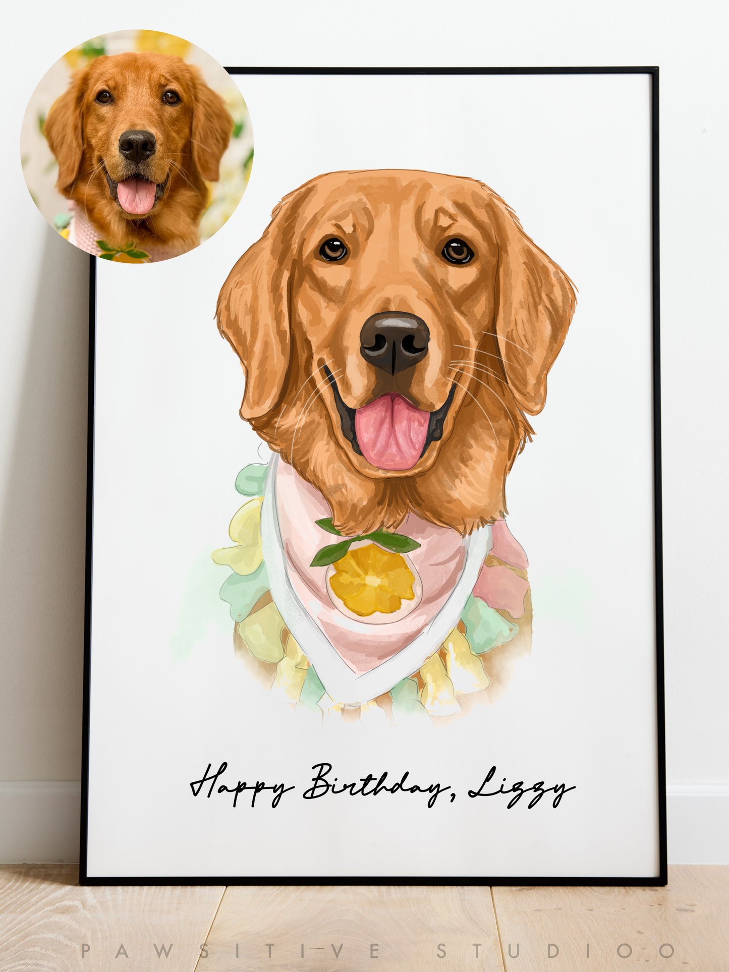 Headshot Handrawn Watercolor pet potrait