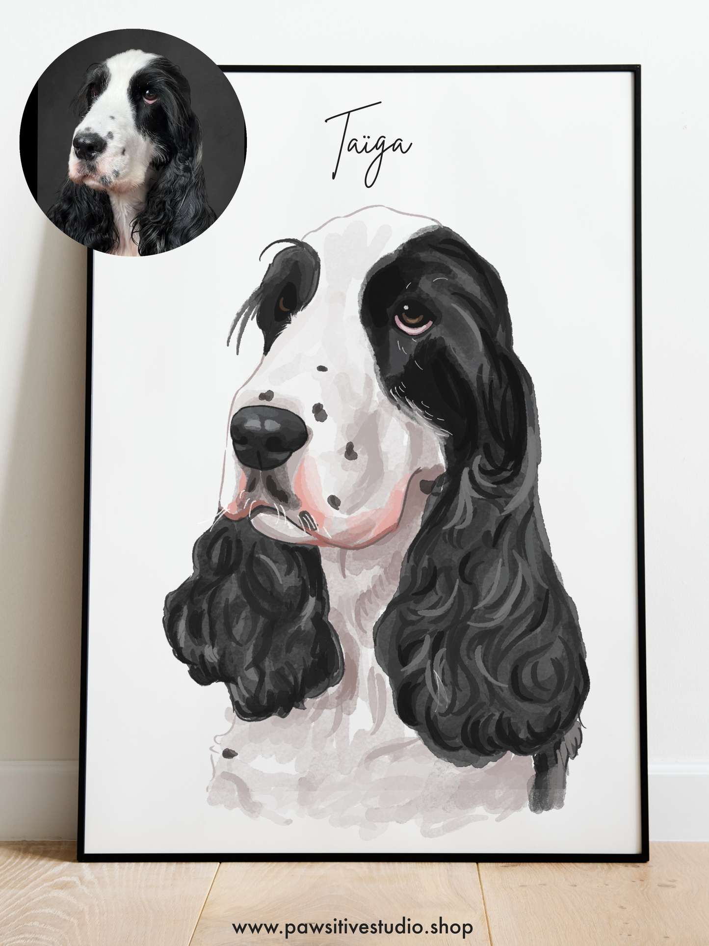 Headshot Handrawn Watercolor pet potrait