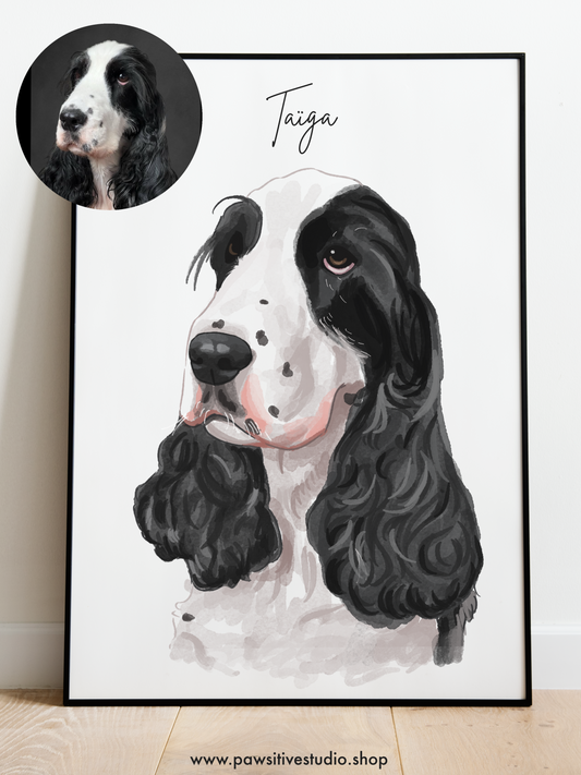 Headshot Handrawn Watercolor pet potrait