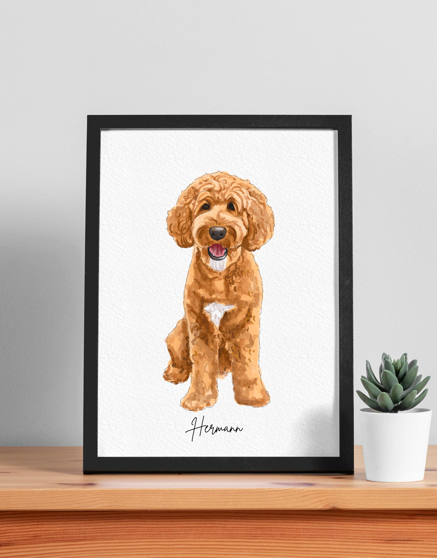 Fullbody Hand-Drawn Watercolor Pet Potrait